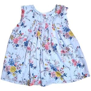 Merona‎ Light B Floral Tunic Top Women's Size L Light Blue Pleated